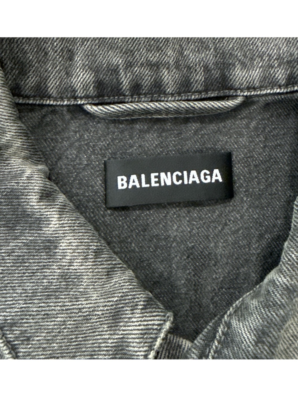 Authentic Gray Black Balenciaga Logo boxy Denim Jacket Men IT44 Designer Jacket - Picture 3 of 12